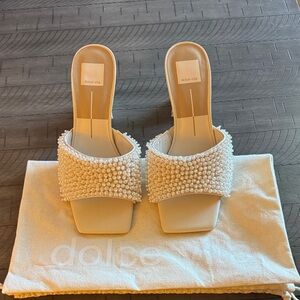 Dolce Vita White Pearl Embellished Heels